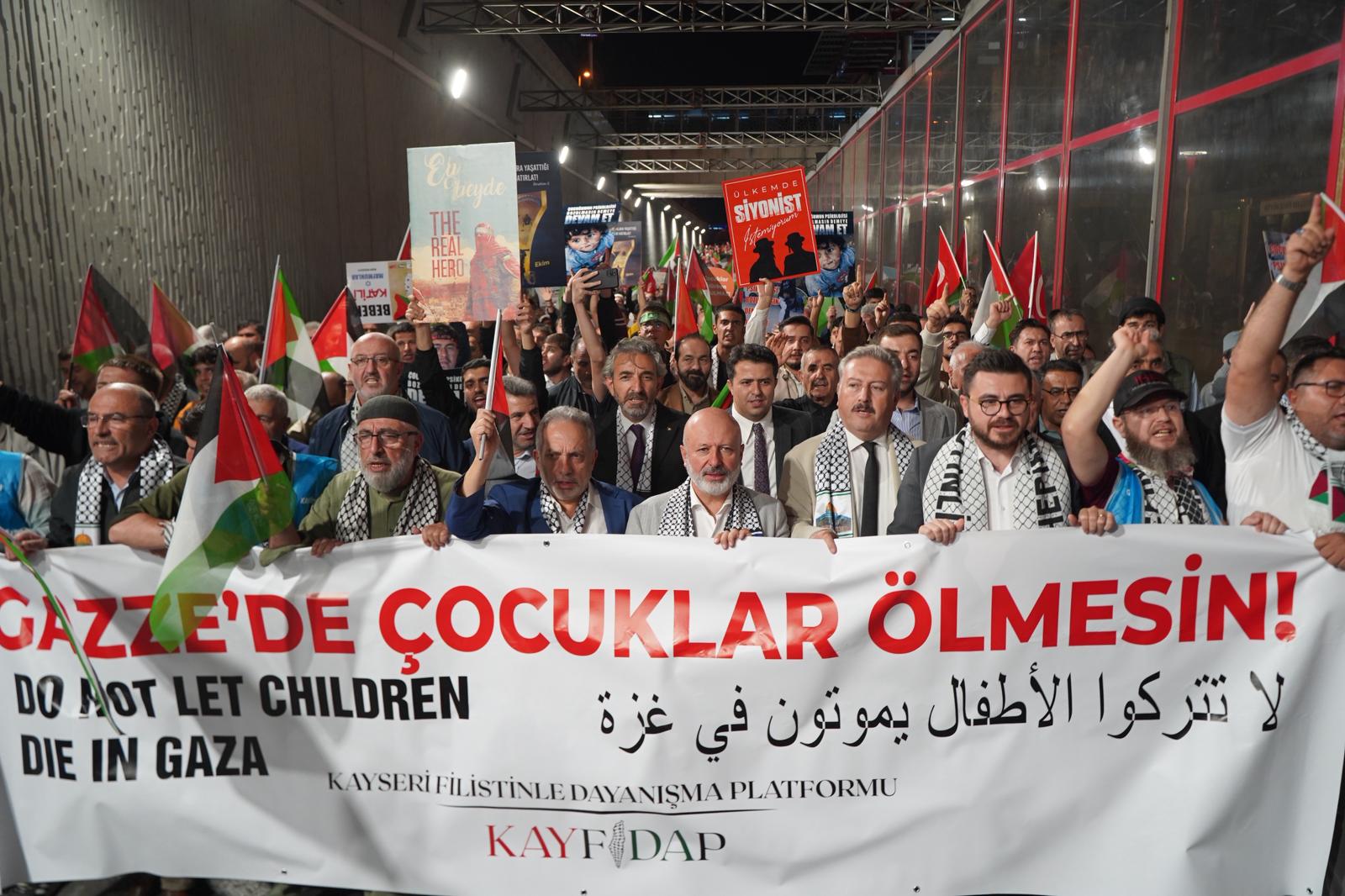 Kayseri'de Binlerce Vatandaş Filistin İçin Tek Yürek Oldu